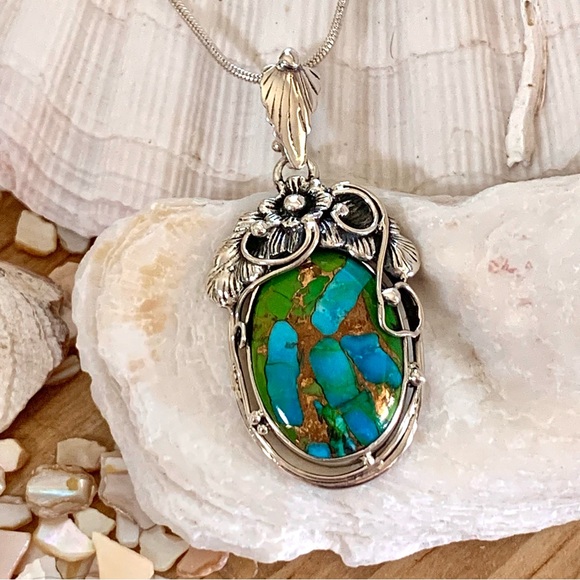 Artisan Turquoise & Green Mohave Sterling Pendant